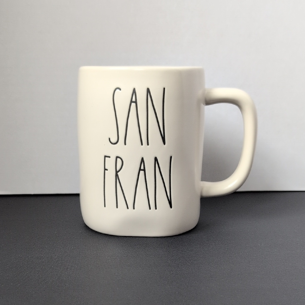 Rae Dunn San Fran Double Sided Matte White Ceramic‎ Mug Golden Gate Bridge Cup